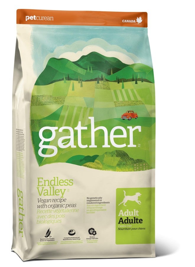 GATHER Endless Valley Vegan Dry Dog Food with Grains, Healthy Plant-Based Kibble Made with Organic & Non-GMO Ingredients, Chicken-Free for Sensitive Stomachs, for Adults & Seniors, 6 lb Bag - Image 1