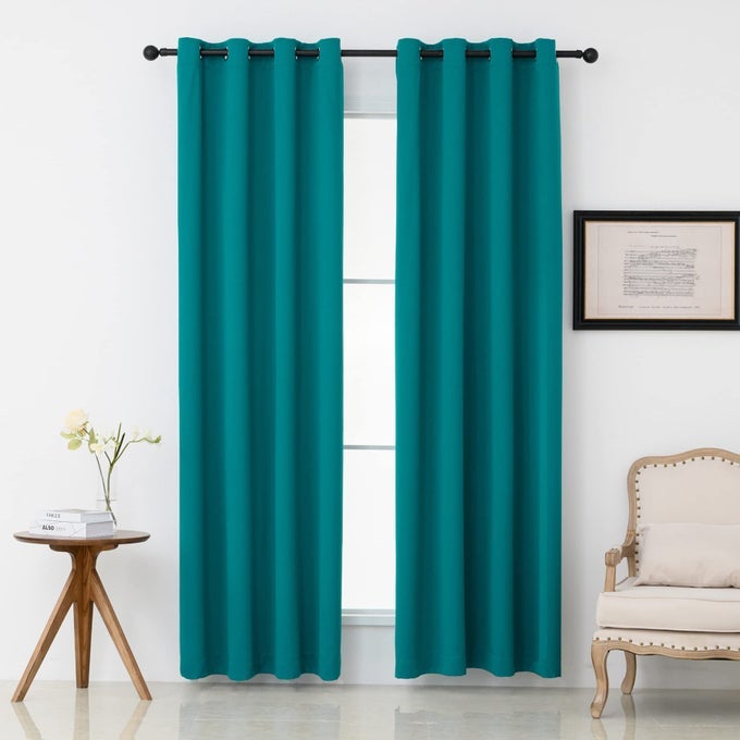 TEAL BLACKOUT CURTAINS WITH GROMMET 96 INCHES LONG 2 PANELS LIGHT BLOCKING WINDOW DRAPES FOR LIVING ROOM THERMAL INSULATED NOISE REDUCTION PRIVACY PROTECTION 52 WIDE X 96 LENGTH