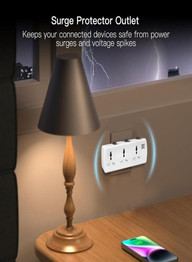 MX Cordless Extension Board with Individual Switch Multi Plug Socket with 2 pin + 3 pin Universal sockets - 6 Outlet with Safety Shutter Protection Surge Protection 6 Amp for HomeOfficeElectronics - Image 4