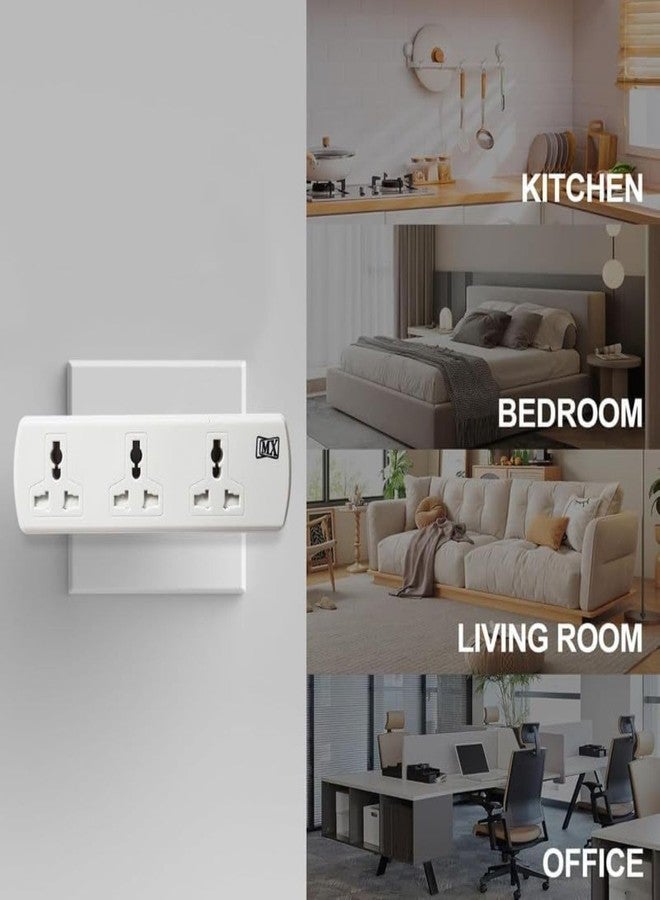 MX Cordless Extension Board with Individual Switch Multi Plug Socket with 2 pin + 3 pin Universal sockets - 6 Outlet with Safety Shutter Protection Surge Protection 6 Amp for HomeOfficeElectronics - Image 5
