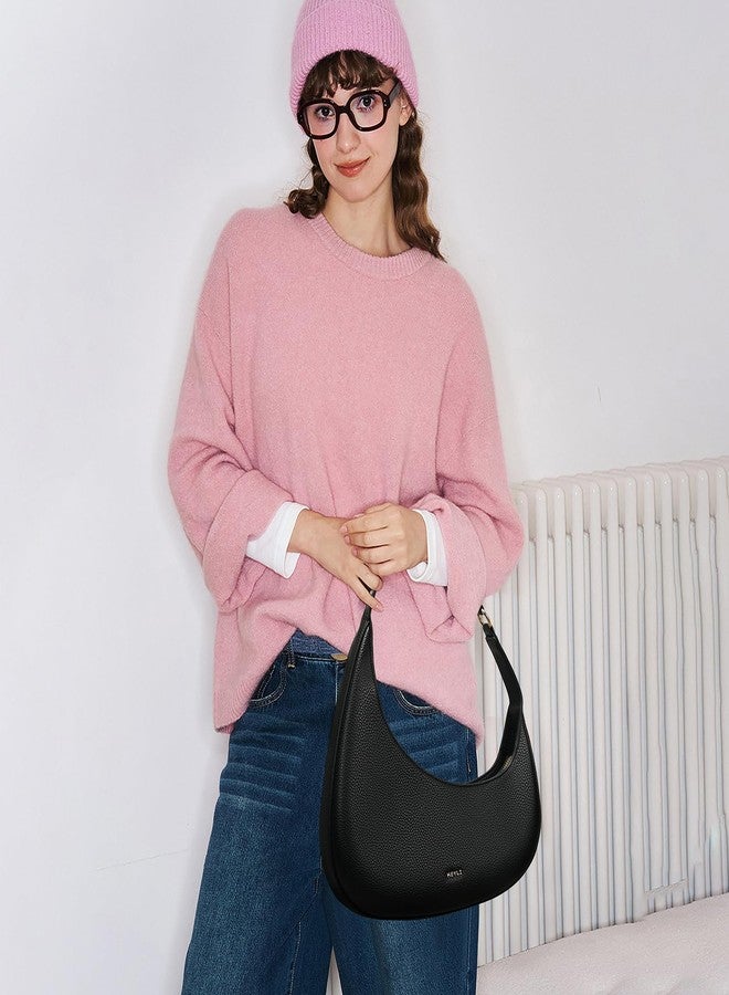 Keyli حقيبة كتف كيلي من بولين حقائب نسائية عصرية غير جلدية بسحاب وحمالة يد حقائب هوبو مزخرفة على شكل هلال سوداء - Image 2