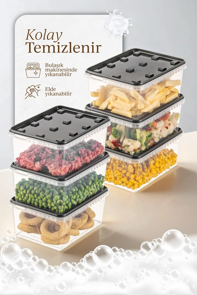 Vienev 6-Pack 1.5 Liter Block Refrigerator and Deep Freezer Leakproof Storage Container Anthracite