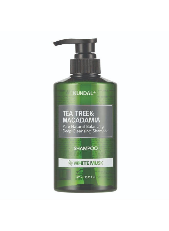KUNDAL Tea Tree & Macadamia Shampoo - White Musk 500 ml - Image 1