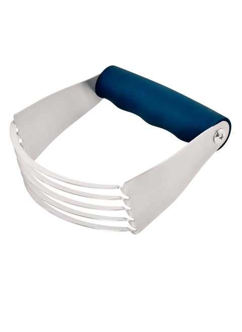 R&M Dough Blender for Cutting and Blending Dough, Mashing Fruit, Mixing Dry Ingredients and More. Stainless Steel with Non-slip Blue Handle.