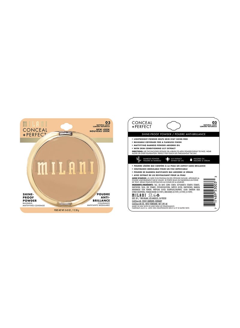 MILANI بودرة ميلاني كونسيل + بيرفكت شين-بروف - ضوء طبيعي - Image 4