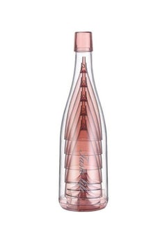 Generic Portable Reusable Plastic Wine and Champagne Glasses Set of 5 Cups with Hard Storage Bottle Pink Color  - Image 2