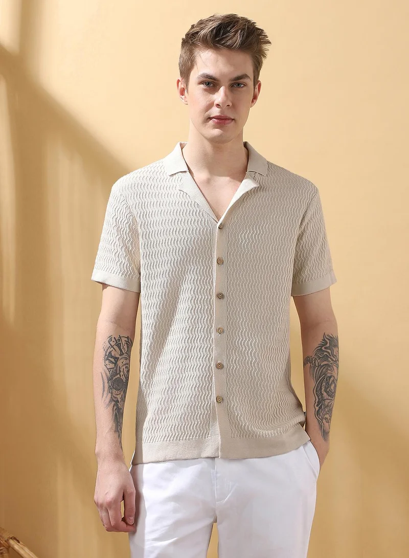 Dennis Lingo Men's Marshmallow 100% Cotton Textured Regular Fit T-Shirt