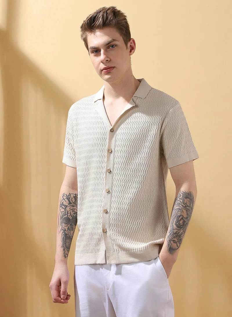 Dennis Lingo Men's Marshmallow 100% Cotton Textured Regular Fit T-Shirt