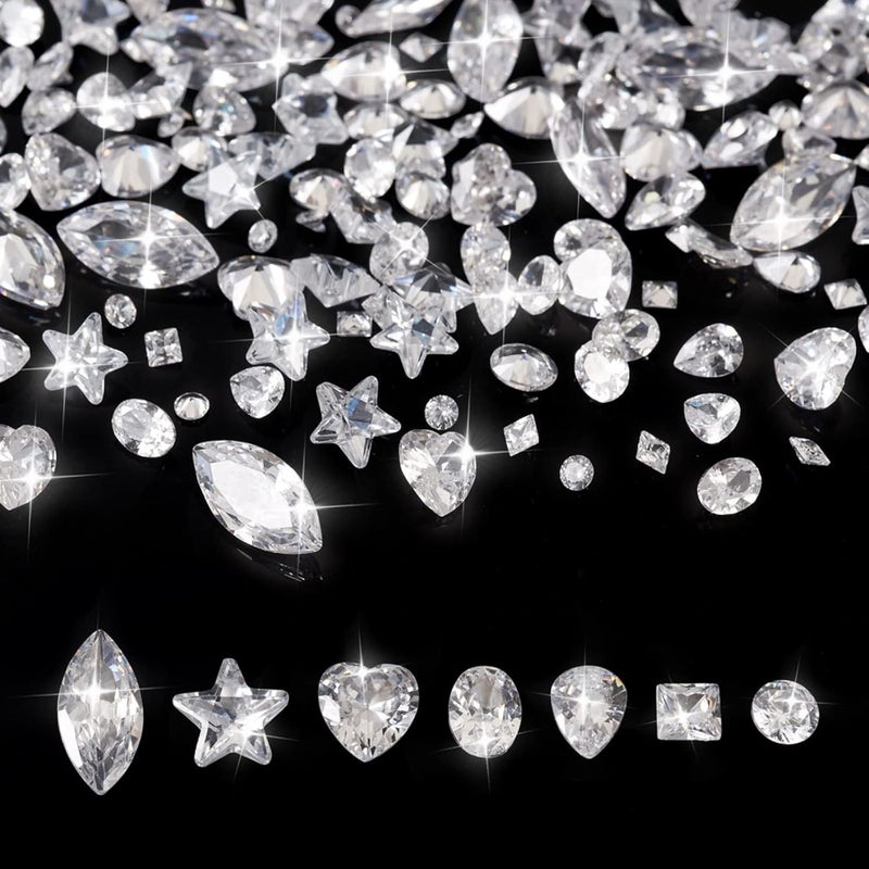 Craftdady 130pcs Clear Cubic Zirconia Cabochons Faceted Square Oval Heart Diamond Tear CZ Rhinestone Cabochons for Jewelry Repair Making - Image 2