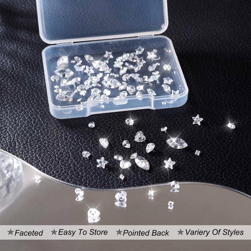 Craftdady 130pcs Clear Cubic Zirconia Cabochons Faceted Square Oval Heart Diamond Tear CZ Rhinestone Cabochons for Jewelry Repair Making - Image 3