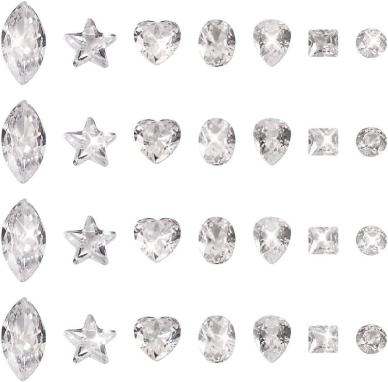 Craftdady 130pcs Clear Cubic Zirconia Cabochons Faceted Square Oval Heart Diamond Tear CZ Rhinestone Cabochons for Jewelry Repair Making - Image 1
