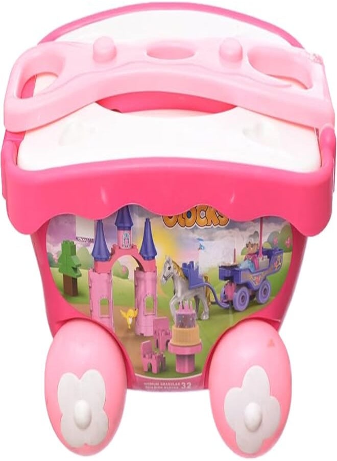 Generic Plastic Medium Granular Building Blocks Toy Add More Funny with Hand Tractor car And Dream Horse Amazing Design For Children Set Of 32 Pieces - MultiColor 