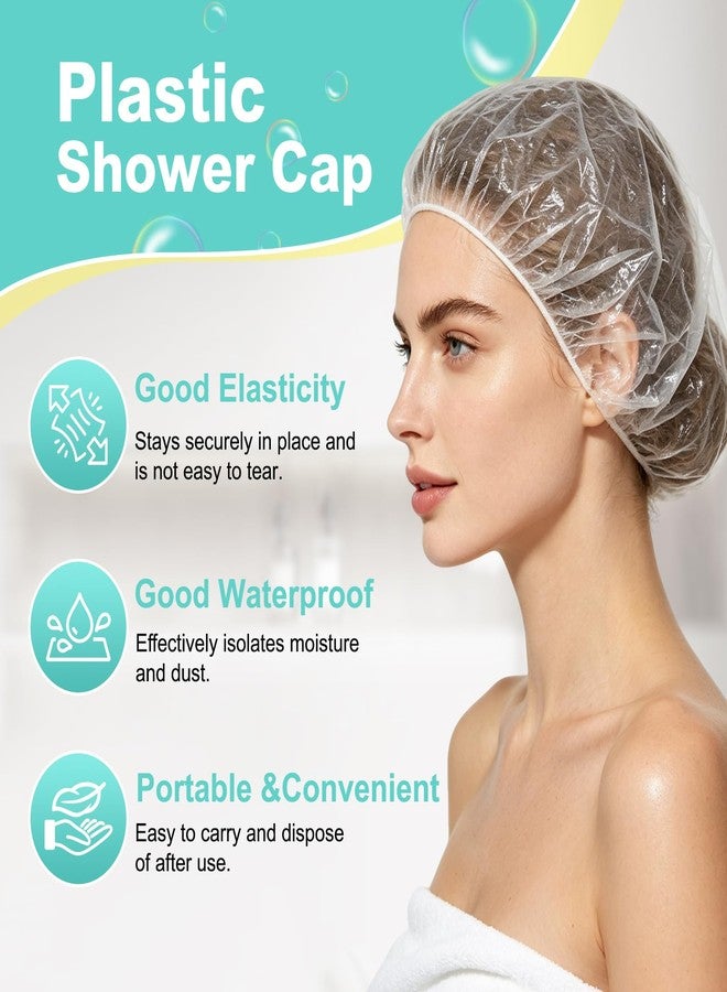 YELEGAI 150Pcs Disposable Shower Caps for Women Reusable Waterproof, Large Plastic Deep Conditioning Hair Cover for Hair Dye, Spa, Travel, Bathroom Essentials Accessories - Image 5