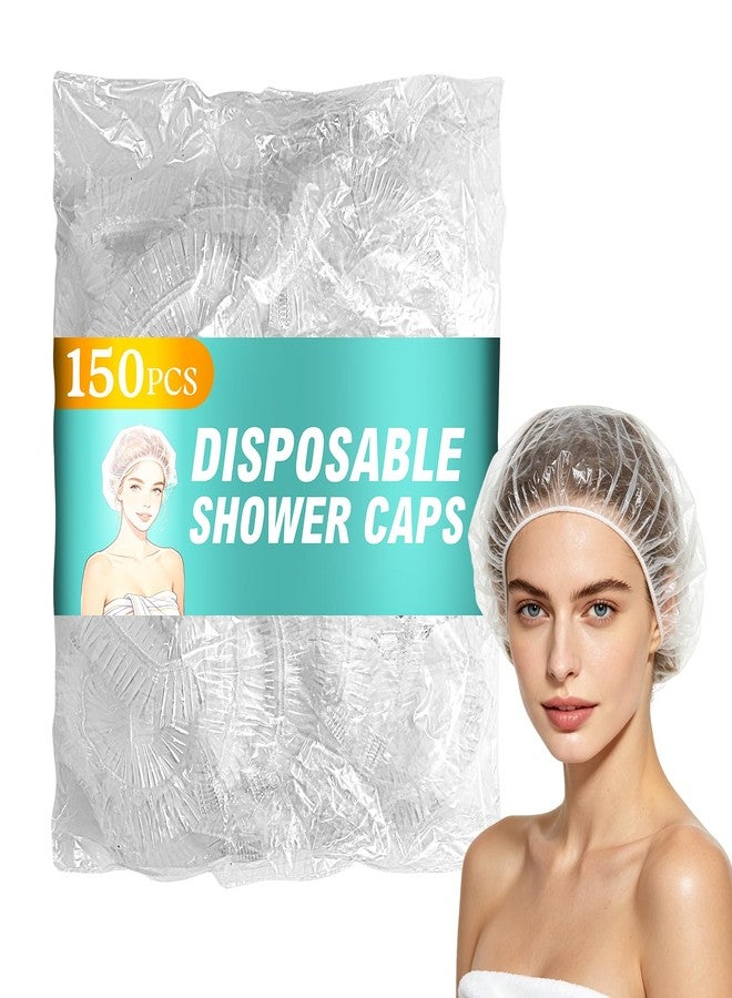 YELEGAI 150Pcs Disposable Shower Caps for Women Reusable Waterproof, Large Plastic Deep Conditioning Hair Cover for Hair Dye, Spa, Travel, Bathroom Essentials Accessories - Image 1