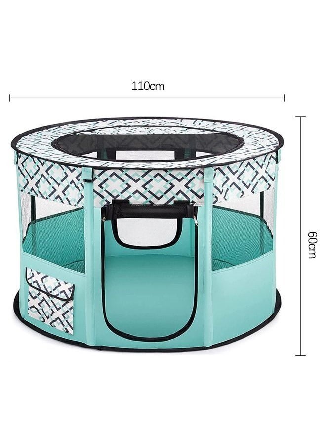 Generic - Large Portable Pet Playpen, Foldable Dog Playpen Pet Tent, Cat Delivery Room,Indoor and Outdoor Travel Playpen for Dogs, Cats and Rabbits with Free Carrying Case,110 * 110 * 60cm (Green) - Image 1