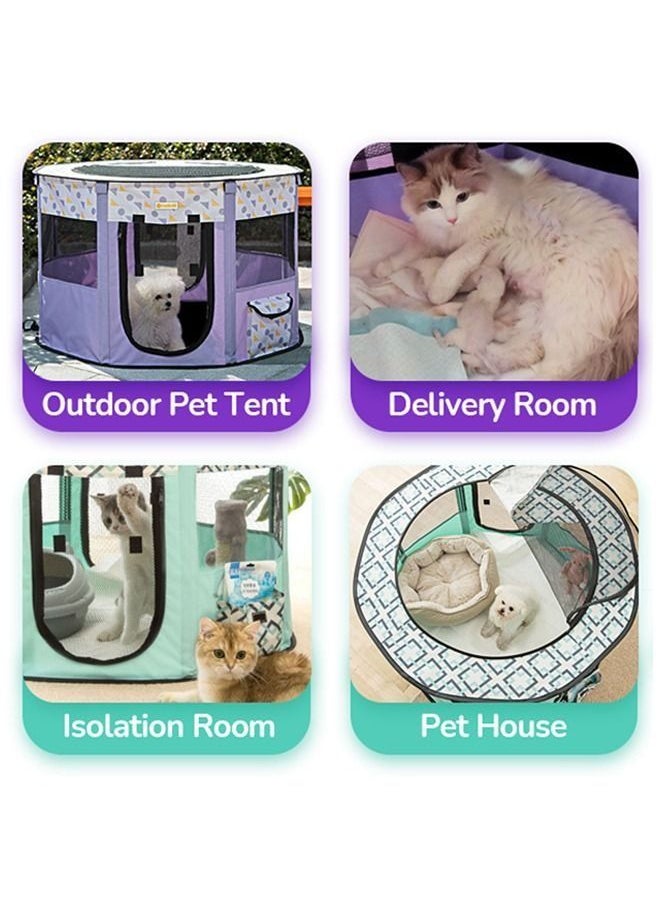 Generic - Large Portable Pet Playpen, Foldable Dog Playpen Pet Tent, Cat Delivery Room,Indoor and Outdoor Travel Playpen for Dogs, Cats and Rabbits with Free Carrying Case,110 * 110 * 60cm (Green) - Image 1