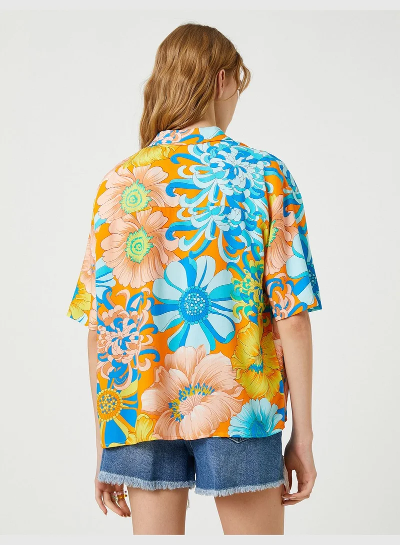 KOTON Relax Fit Short Sleeve Floral Shirt
