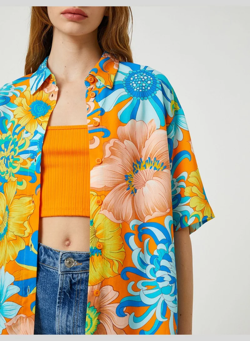 KOTON Relax Fit Short Sleeve Floral Shirt