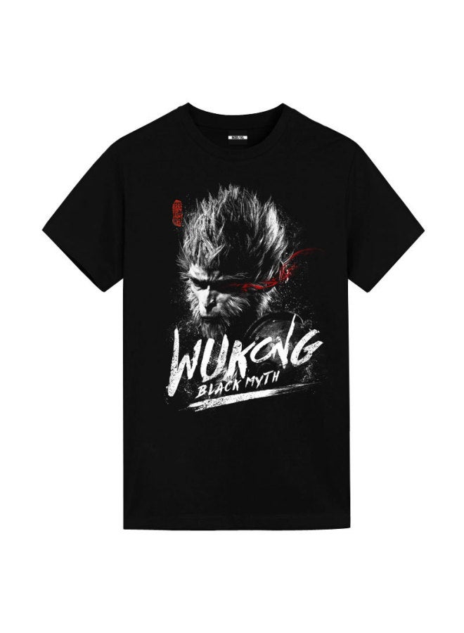 Black Myth Wukong Surrounding T-shirt Game Qi Tian Wins Short-sleeved Cotton-Color:1-Specifications:180 XL  - Image 1