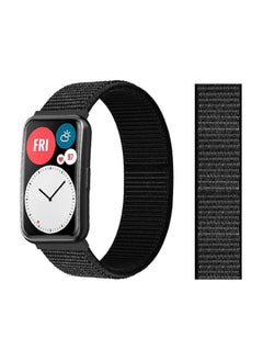 Generic Watch Strap Compatible for Huawei Watch Fit Replacement Nylon Smart Watch Strap Quick Release Nylon Watch Band Wristband (Black)  - Image 2