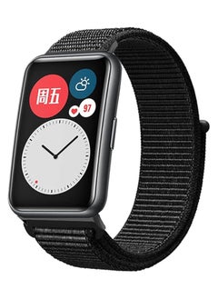 Generic Watch Strap Compatible for Huawei Watch Fit Replacement Nylon Smart Watch Strap Quick Release Nylon Watch Band Wristband (Black)  - Image 1