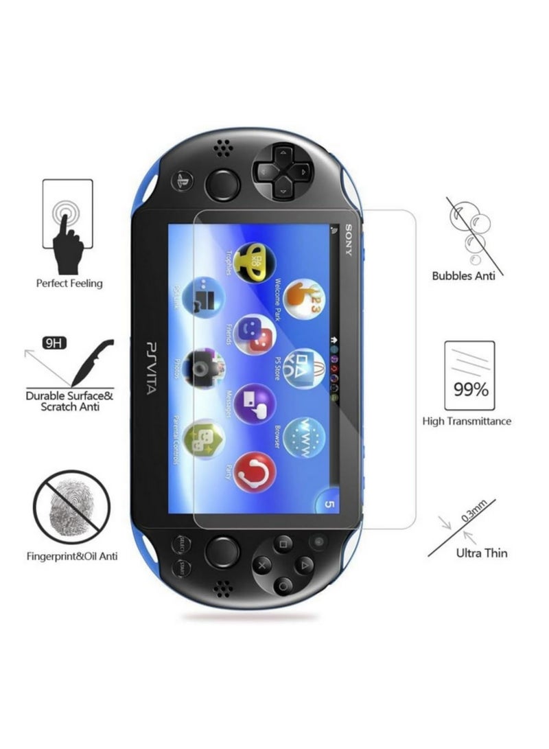 حزمة من 2 (4 قطع) واقيات شاشة من الزجاج المقوى لجهاز Sony PlayStation Vita 2000 مع غطاء خلفي للشاشة الأمامية وفيلم PET شفاف عالي الوضوح للخلف، ملحقات فيلم PS Vita PSV 2000. - Image 2