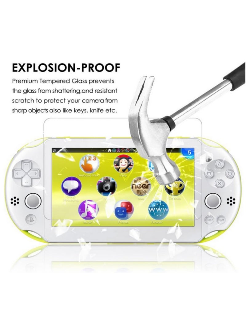 حزمة من 2 (4 قطع) واقيات شاشة من الزجاج المقوى لجهاز Sony PlayStation Vita 2000 مع غطاء خلفي للشاشة الأمامية وفيلم PET شفاف عالي الوضوح للخلف، ملحقات فيلم PS Vita PSV 2000. - Image 3
