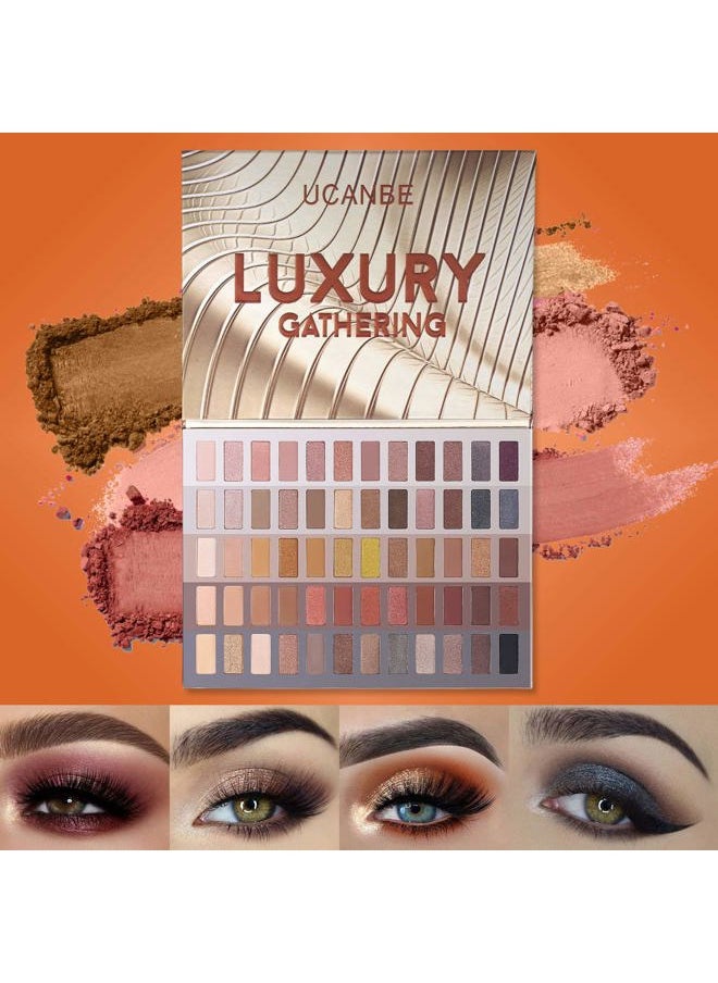 Ucanbe Luxury Gathering Neutral Eyeshadow Makeup Palette, Naked Shimmer Matte Metallic Glitter Subtle Eyes Shadow,High Pigmented Nudes Creamy Smokey Pallet Set  - Image 2