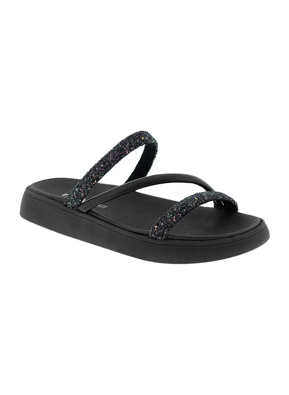 موليكا Moleca Ladies Flat Sandals Black | Made In Brazil