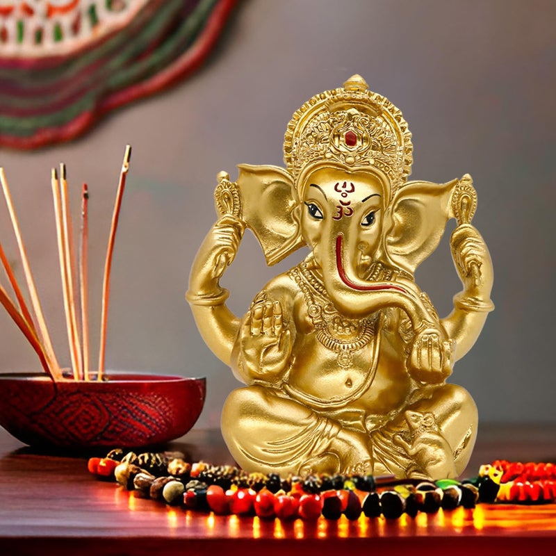 BangBangDa Hindu Ganesha Statue Diwali Decor - India God Lord Ganesh Ganpati Indian Idol Home Office Temple Mandir Puja Decor Altar Yoga Meditation Room Altar Shrine Kit Wedding Return Gift - Image 1