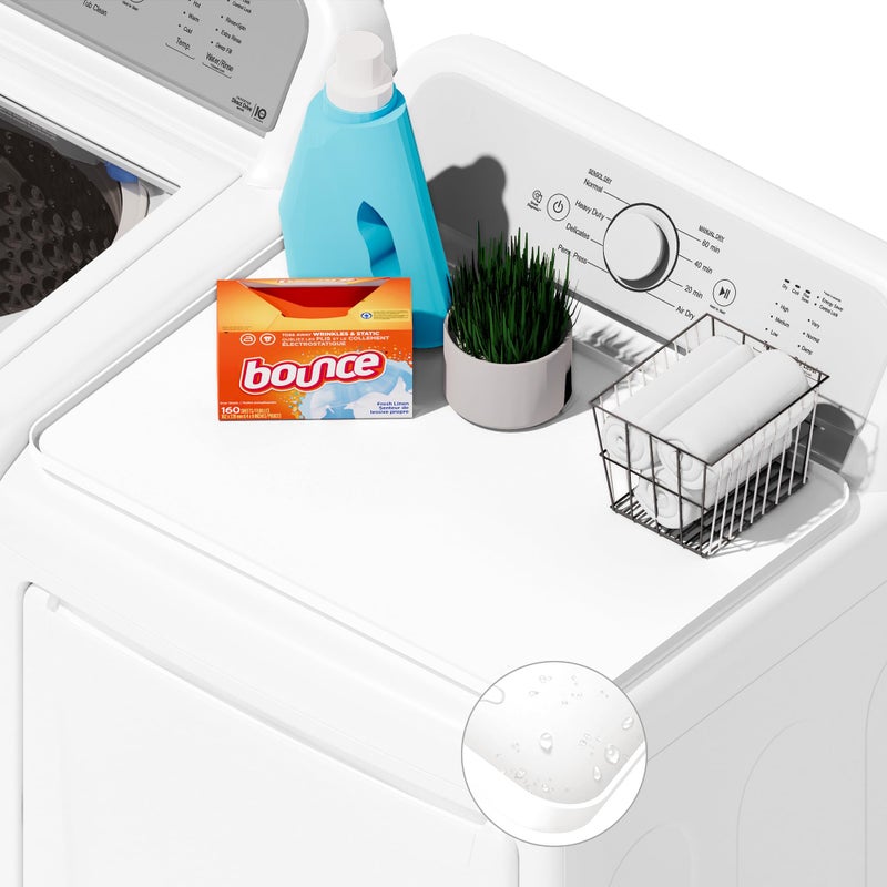 SEIRI 1pcs Washer and Dryer Covers for the Top 26 x 18 Silicone Dryer Top Protector Mat Nonslip Waterproof Washing Machine Cover Protector Top Load for Laundry Kitchen White