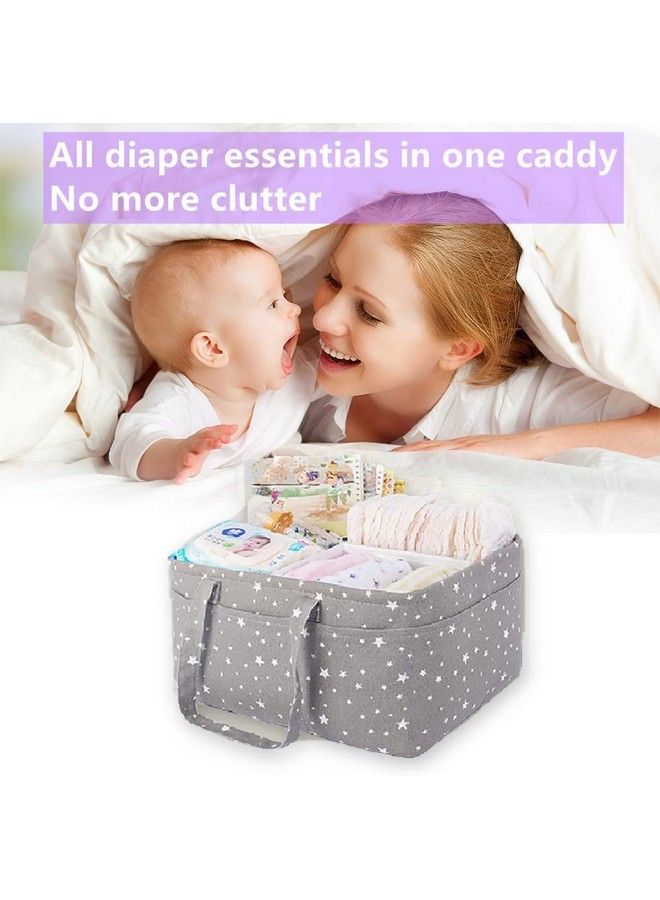 Handcuffs Baby Diaper Caddy Organizer Nursery Storage Bin Multipurpose Bag With Bottle Cooler Travel Basket For Infants (Grey)  - Image 5