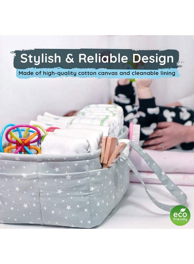Handcuffs Baby Diaper Caddy Organizer Nursery Storage Bin Multipurpose Bag With Bottle Cooler Travel Basket For Infants (Grey)  - Image 3
