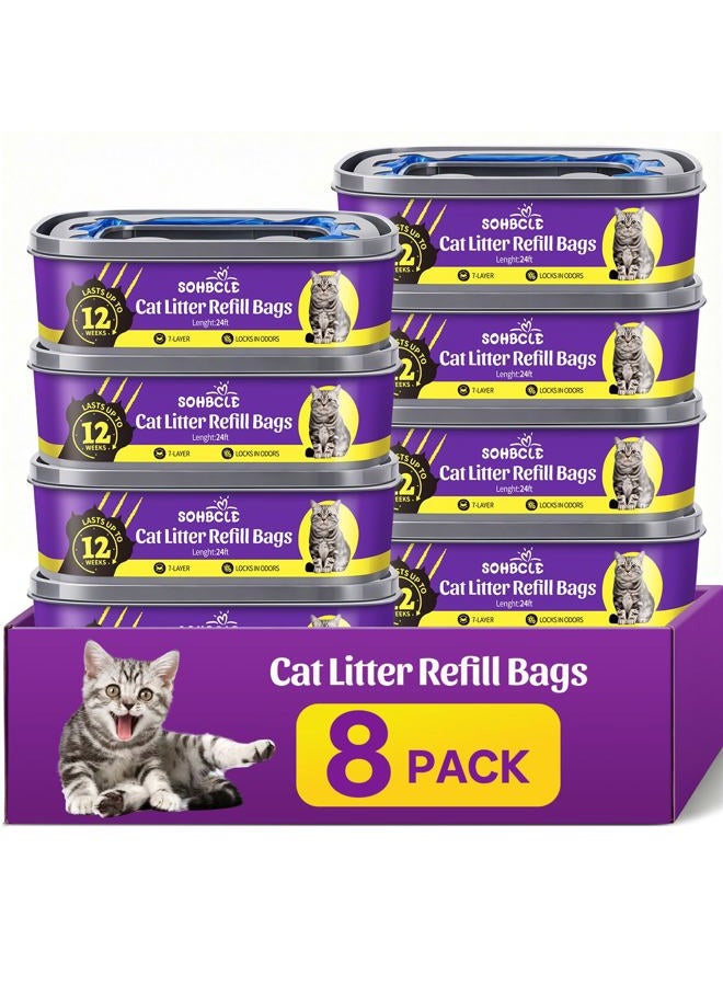 SOHBCLE Upgraded Cat Litter Refill Bags|8-Pack Cartridges Compatible with Genie Cat Litter Refills Standard,Plus and Style Pail |7-Layer Superior Odor Control (NOT Compatible with XL) - Image 1