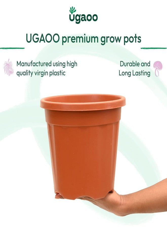 أوجاو أواني زراعة وأحواض نباتات معالجة بالأشعة فوق البنفسجية من UGAOO (مجموعة من 3 أواني بلاستيكية مقاس 10 بوصات بلون بني/طيني) - Image 2