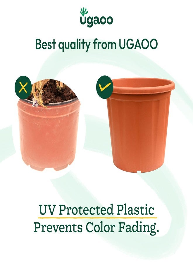 أوجاو أواني زراعة وأحواض نباتات معالجة بالأشعة فوق البنفسجية من UGAOO (مجموعة من 3 أواني بلاستيكية مقاس 10 بوصات بلون بني/طيني) - Image 3