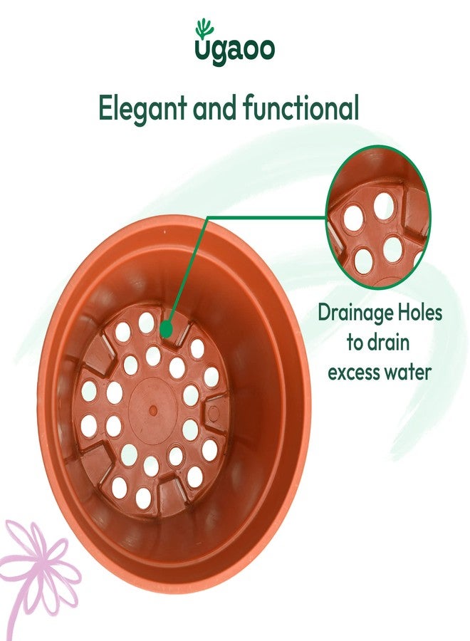 أوجاو أواني زراعة وأحواض نباتات معالجة بالأشعة فوق البنفسجية من UGAOO (مجموعة من 3 أواني بلاستيكية مقاس 10 بوصات بلون بني/طيني) - Image 5