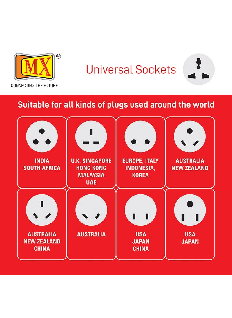MX MX 360 Degree Round Extension Board 6 Outlet Power Strip multiPlug Box 3pin Extension Cord 2 Meter Cable Universal Socket Extension Box with Master Switch Led Light Indicator Overload Protector  - Image 5