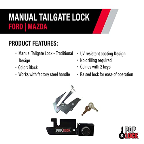 Pop & Lock PL2300 Black Manual Tailgate Lock (Works only with Factory Steel Handle) - Image 3