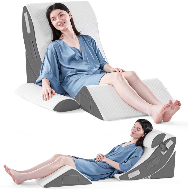 Yojoker 4PCS Orthopedic Bed Wedge Pillow Set for Sleeping Post Surgery Foam Pillow for Body Back and Leg Pain Relief Triangle Adjustable Support Pillow  Acid Reflux Sleeping Pillows