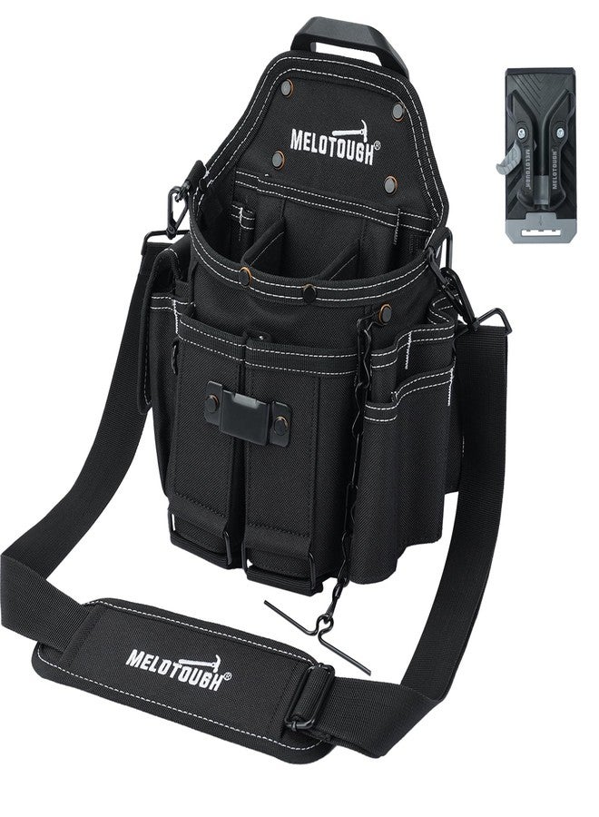 MELOTOUGH Electrician Tool Pouch Bag with Shoulder Strap Professional Pocket Tool Belt Pouch with Belt Clip Quickly Attach and Release Tool Bag - Image 1