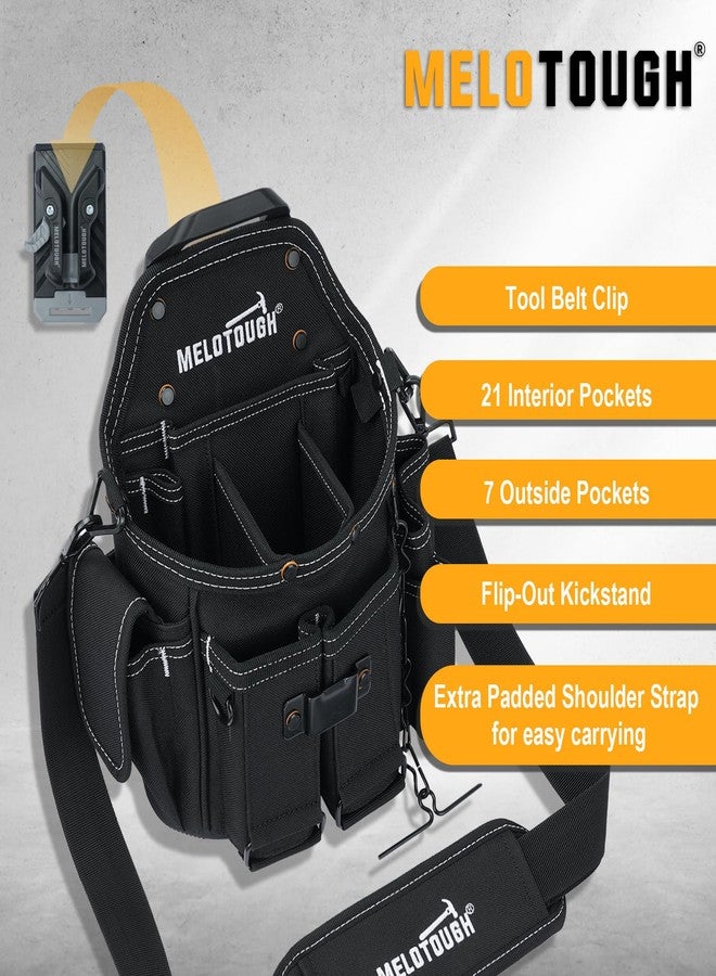 MELOTOUGH Electrician Tool Pouch Bag with Shoulder Strap Professional Pocket Tool Belt Pouch with Belt Clip Quickly Attach and Release Tool Bag - Image 5