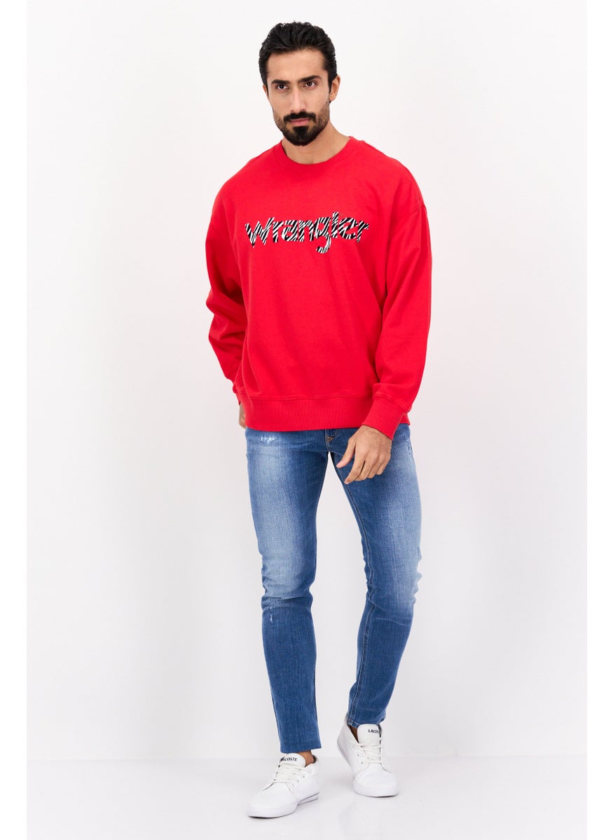 Wrangler - Men Crew Neck Brand Logo Sweatshirts, Red - Image 1