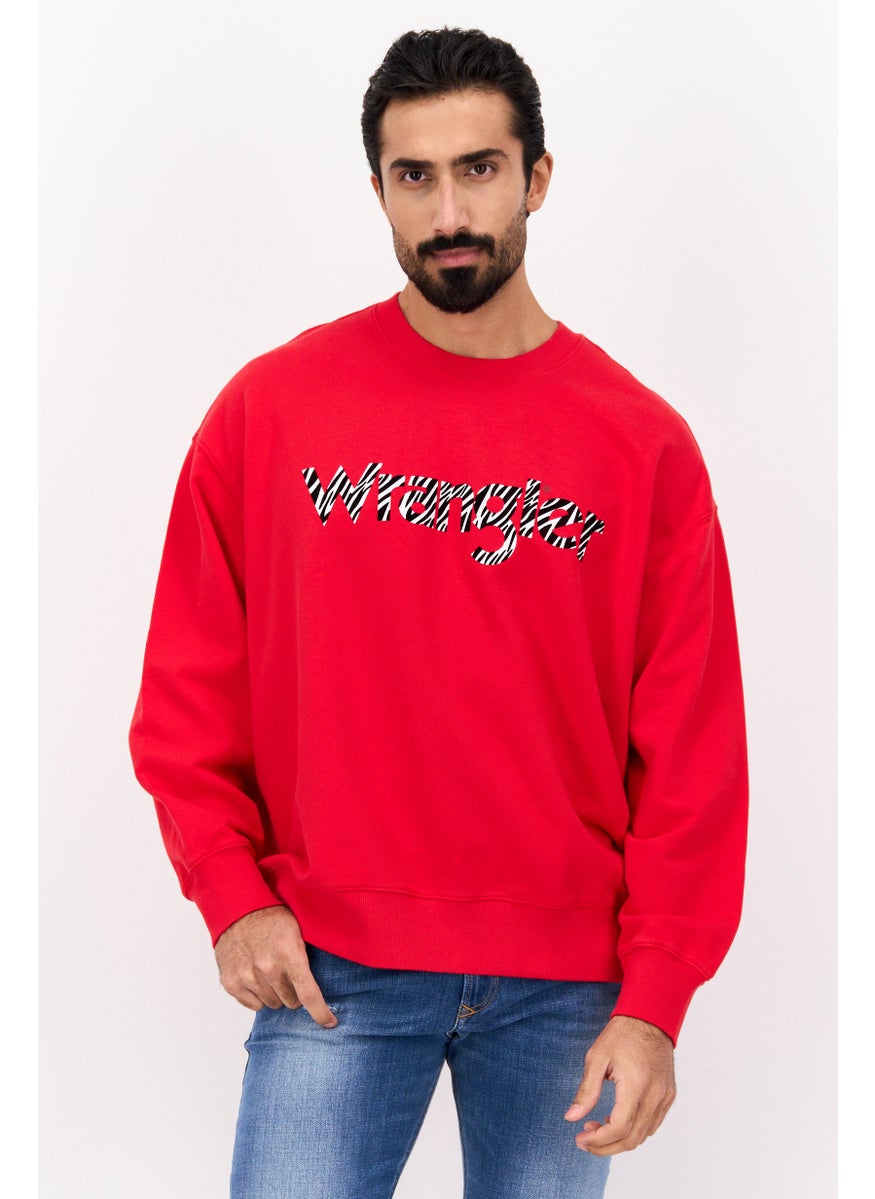 Wrangler - Men Crew Neck Brand Logo Sweatshirts, Red - Image 1