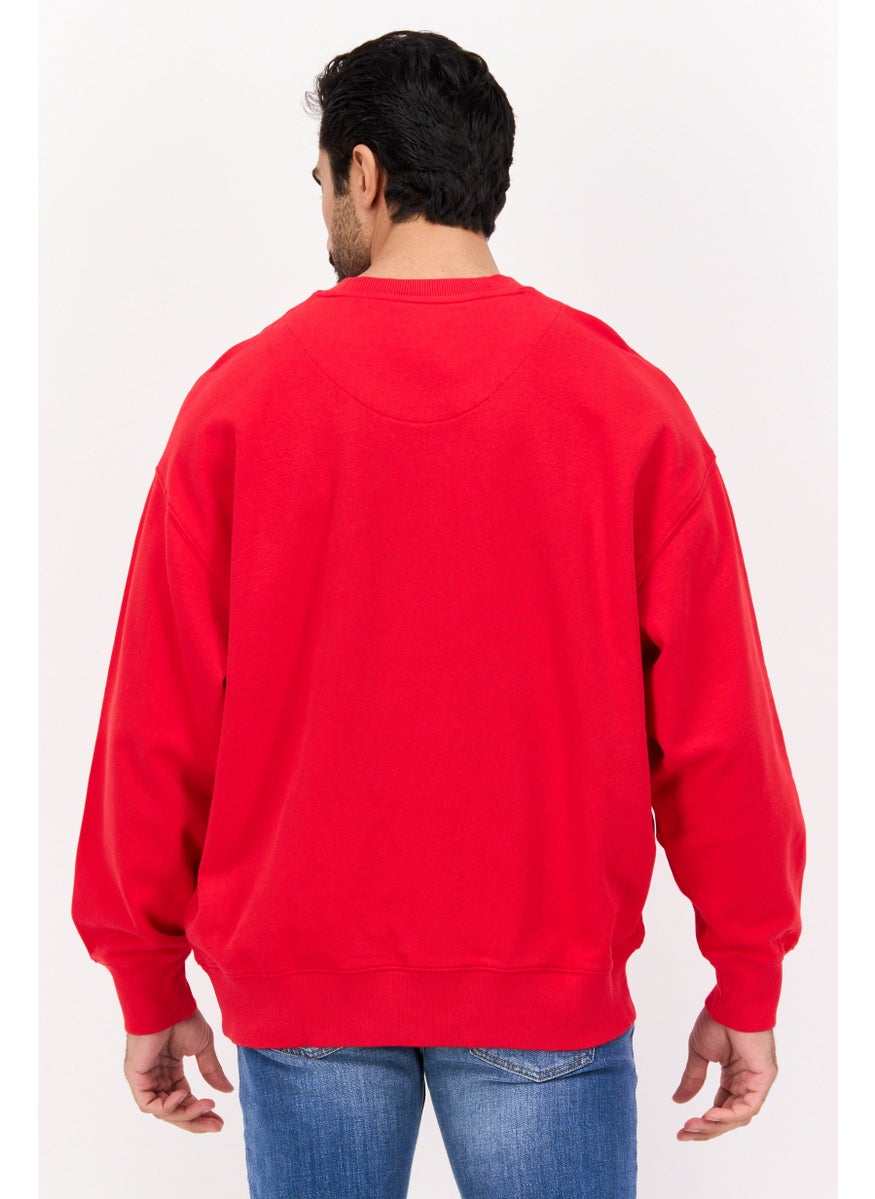 Wrangler - Men Crew Neck Brand Logo Sweatshirts, Red - Image 1