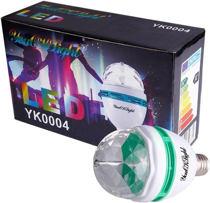 YouOKLight 3-Pack E26 Full Color Rotating Lamp LED Strobe Bulb Multi changing Color Crystal Stage Light for Disco Birthday Party Club Bar - Image 2