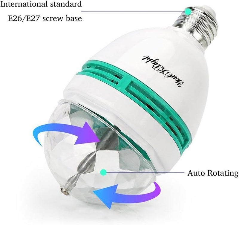 YouOKLight 3-Pack E26 Full Color Rotating Lamp LED Strobe Bulb Multi changing Color Crystal Stage Light for Disco Birthday Party Club Bar - Image 4