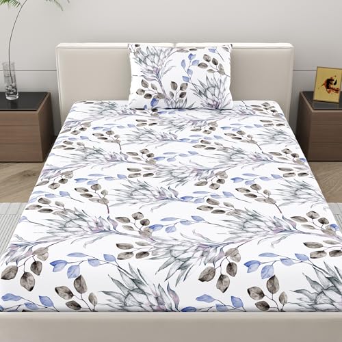 Home Ecstasy 100% Cotton Single Bedsheet with 1 Pillow Cover - (Size 59 x 87 inches, 140 TC, Colour - Purple) - Image 2