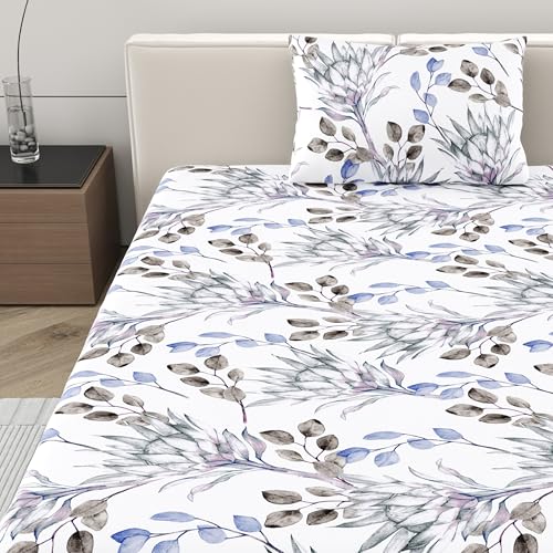 Home Ecstasy 100% Cotton Single Bedsheet with 1 Pillow Cover - (Size 59 x 87 inches, 140 TC, Colour - Purple) - Image 3