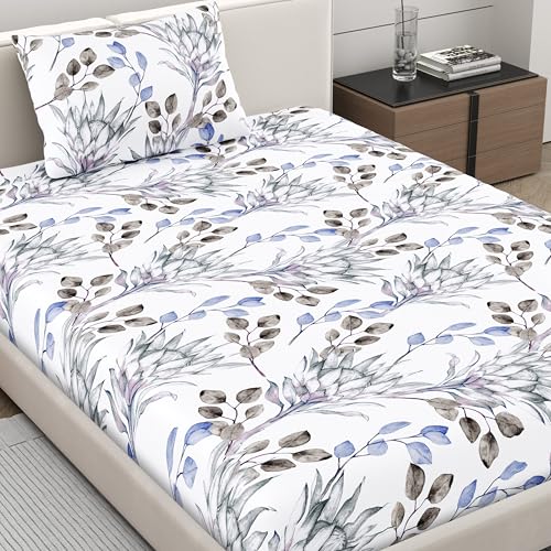 Home Ecstasy 100% Cotton Single Bedsheet with 1 Pillow Cover - (Size 59 x 87 inches, 140 TC, Colour - Purple) - Image 1